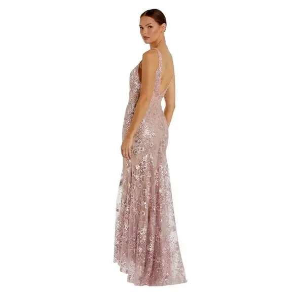 Mac Duggal 67481 Raspberry Embellished Sleeveless Plunge Neck Gown Size 6 $698 - Picture 3 of 9